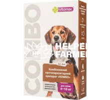 Капли на холку Vitomax COMBO от экто- и эндо-паразитов для собак 4-10 кг по 1 мл, 1 пипетка