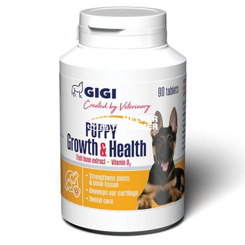 Вітамінно-мінеральна добавка Gigi Puppy Growth & Health для зміцнення кісткової та хрящової тканини у цуценят 90 таблеток