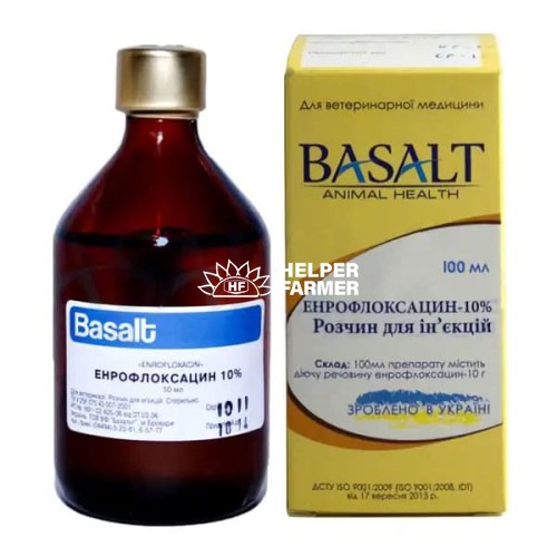 Энрофлоксацин 10% (ДЛЯ ЖИВОТНЫХ) раствор для инъекций Basalt, 100 мл Энрофлоксацин 10% (ДЛЯ ЖИВОТНЫХ) раствор для инъекций Basalt, 100 мл