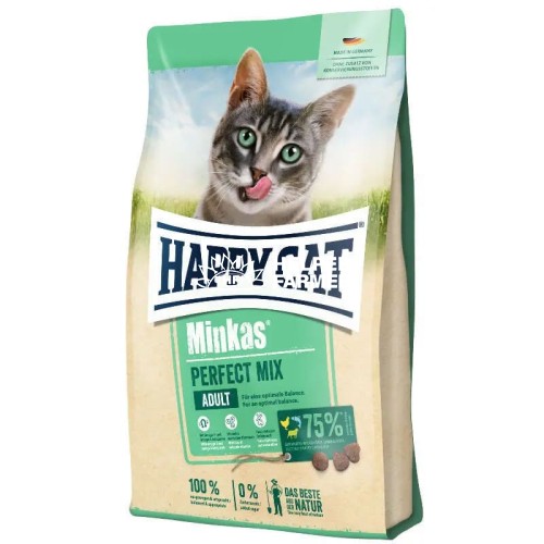Сухой корм для взрослых кошек Happy Cat Minkas Perfect Mix с птицей, ягненком и рыбой, 1 кг
