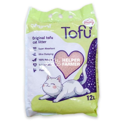 Соевый наполнитель для кошачьего туалета MiMi CAT TOFU с ароматом клубники, 12 л