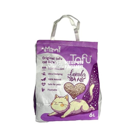 Наполнитель соевый для кошачьего туалета MiMi CAT TOFU с ароматом лаванды, 6 л