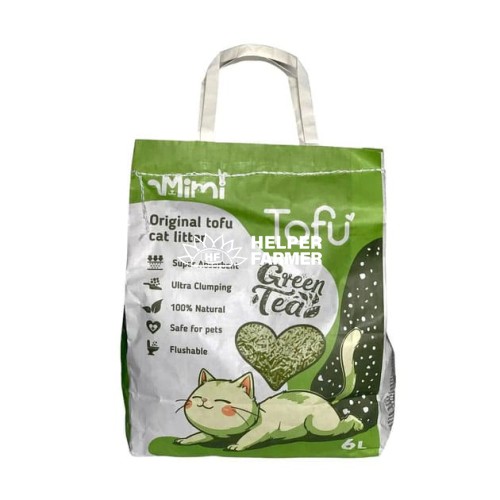 Соевый наполнитель для кошачьего туалета MiMi CAT TOFU с ароматом зеленый чай, 6 л