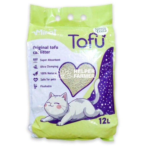 Соевый наполнитель для кошачьего туалета MiMi CAT TOFU с ароматом зеленый чай, 12 л