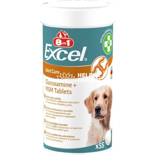 Вітаміни 8in1 Excel Glucosamine + MSM для цуценят та дорослих собак, для суглобів 55 шт.