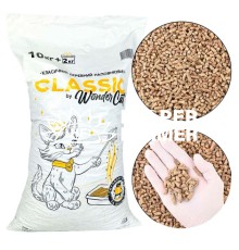 Деревянный наполнитель WonderCat Classic – натуральный, экологичный, безопасный для кошек, грызунов и птиц, 12 кг