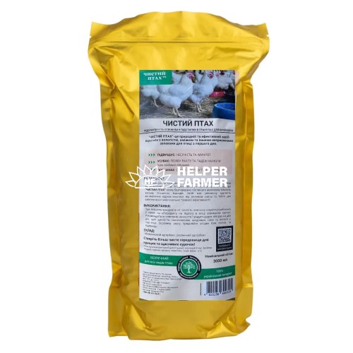 Підсушувач та освіжувач підстилки в гранулах для бройлерів Чистий Птах, 3000 мл