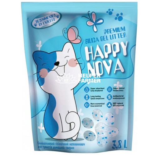 Happy Nova - силикалевый наполнитель Хеппи Нова для кошачьих туалетов, 3.8 л