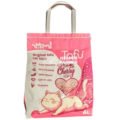Соевый наполнитель для кошачьего туалета MiMi CAT TOFU с ароматом вишня, 6 л