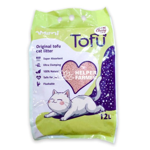 Соевый наполнитель для кошачьего туалета MiMi CAT TOFU с ароматом вишня, 12 л
