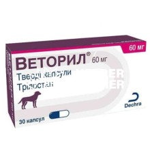 Веторіл Dechra для лікування хвороби Кушинга у собак по 60 мг, 30 капсул
