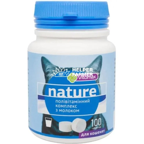 Полівітамінний комплекс Vitomax Nature для кошенят з молоком, 100 таблеток Полівітамінний комплекс Vitomax Nature для кошенят з молоком, 100 таблеток