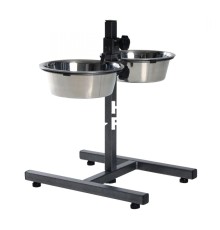 Миска для собак Trixie двойная на регулируемой подставке металлическая 20 см 1,8 л 2 шт.