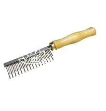 Гребінець Ginger Pro P1432 металевий з дерев'яною ручкою 2,9*17,5 см