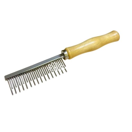 Гребінець Ginger Pro P1432 металевий з дерев'яною ручкою 2,9*17,5 см