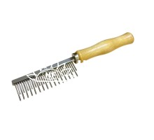 Гребінець Ginger Pro P1432 металевий з дерев'яною ручкою 2,9*17,5 см