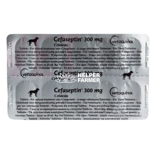 Цефасептин 300 мг Vetquinol антибактериальный препарат для кошек и собак, 10 табл