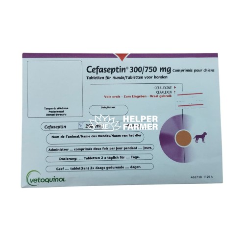 Цефасептин 300 мг Vetquinol антибактераільний препарат для собак, 10 табл