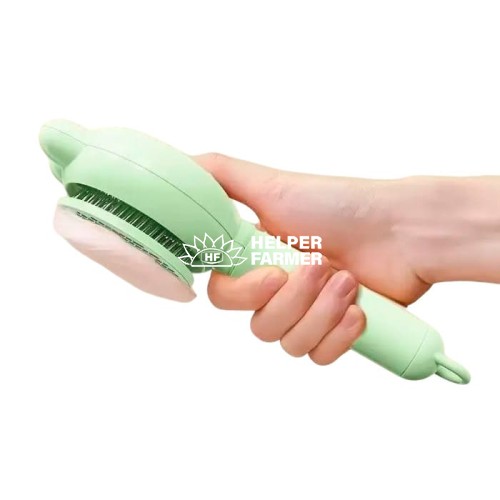 Самоочищающаяся пуходерка для кошек и собак Ginger 20*8 см "ушки" Розовая