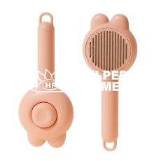 Самоочищающаяся пуходерка для кошек и собак Ginger 20*8 см "ушки" Розовая