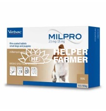 Милпро Virbac таблетки от глистов для собак от 0,5 до 5 кг, 2,5 мг/25 мг, 4 штуки