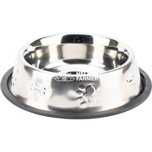 Миска для собак с чеканкой металлическая на резиновой кромке 400 мл Agility 19 см