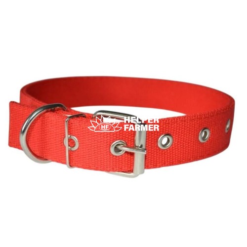 Ошейник брезентовый двойной ширина 35 мм длина 28-47 см безразмерный красный