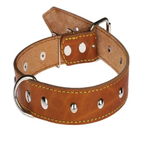 Ошейник ВД 513 кожа 35 мм с украшением 45-59 см
