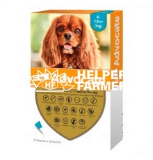 Адвокат Elanco (Bayer) капли от заражений эндо- и экто паразитами для собак 4-10 кг, 3 пипетки по 1,0 мл