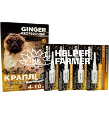 Капли на холке Ginger Professional от блох и клещей для собак 4-10 кг 1 мл, 4 пипетки