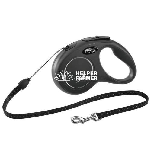 Поводок-рулетка для собак Flexi New Classic S - 5 м до 12 кг (трос) чорний