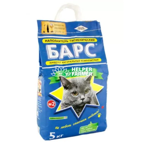 Наполнитель для кошачьего туалета Барс №2 большой, бентонитовый (2,5-5 мм) лаванда, 5 кг