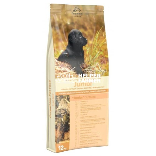 Сухий корм для цуценят Carpathian Pet Food Junior з куркою, скумбрією та сухим молоком, 12 кг