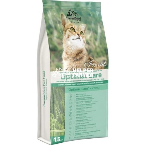 Сухий корм для дорослих котів Carpathian Pet Food Optimal Care з куркою та морським окунем, 1,5 кг