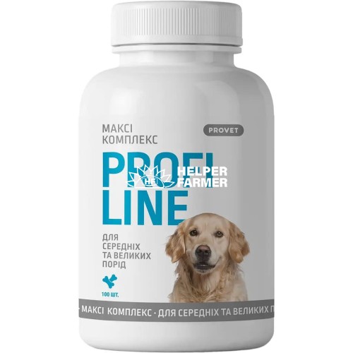 Вітаміни для собак ProVET Profiline Максі комплекс для середніх та великих порід, 100 таблеток