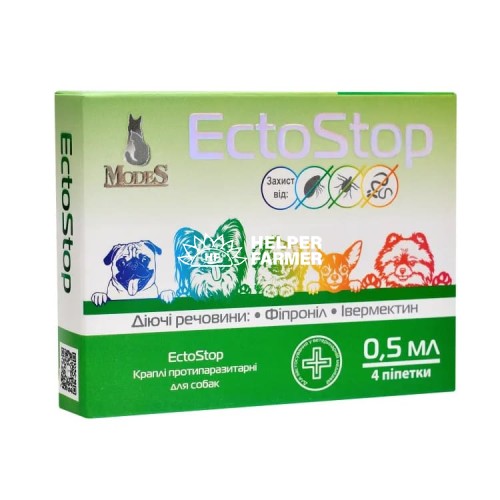 ЭктоСтоп ModeS капли противопаразитарные для собак до 4 кг, 4 пипетки по 0,5 мл