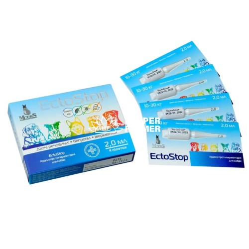 ЕктоСтоп ModeS краплі протипаразитарні для собак 10-30 кг, 4 піпетки по 2 мл
