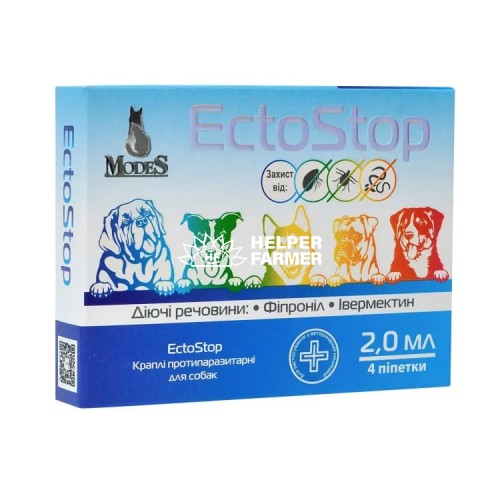 ЕктоСтоп ModeS краплі протипаразитарні для собак 10-30 кг, 4 піпетки по 2 мл