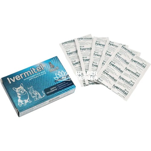 Ивермител ModeS антигельминтные таблетки для собак и кошек со вкусом мяса, 30 таблеток