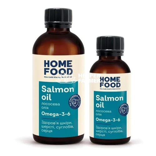 Лососева олія Home Food для здоров’я шкіри та блиску шерсті собак і котів, 100 мл