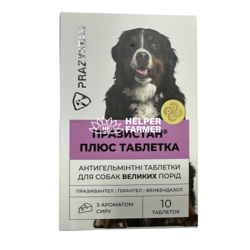 Празистан + таблетки для великих собак з ароматом сиру, 10 шт по 3,2 г
