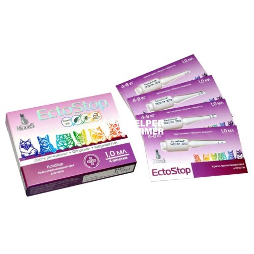 ЭктоСтоп ModeS капли противопаразитарные для кошек 4-8 кг, 1 пипетка по 1 мл