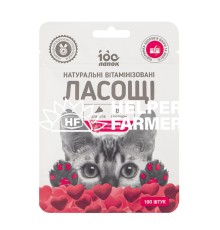 Лакомство для кошек 100 Лапок витаминизированные в форме сердечка со вкусом мяса, 100 штук (35 г)