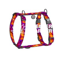 Шлея для собак анатомічна H-подібна WAUDOG Nylon з QR-кодом, малюнок "Куби 3Д"