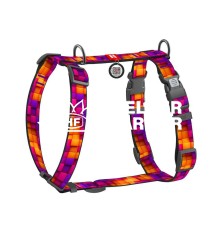 Шлея для собак анатомический H-образный WAUDOG Nylon с QR-кодом, рисунок "Кубы 3Д"