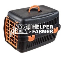 AnimAll Переноска для кошек и собак, черная с разноцветной дверцей 36*35*45