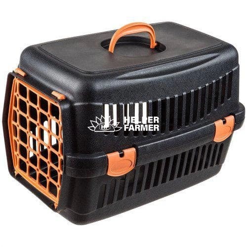 AnimAll Переноска для кошек и собак, черная с разноцветной дверцей 36*35*45