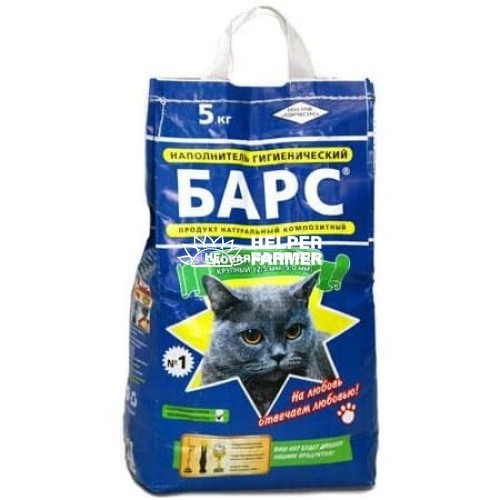 Наповнювач для туалету котячого Барс №1 великий, бентонітовий (2,5-5 мм) без аромату, 5 кг