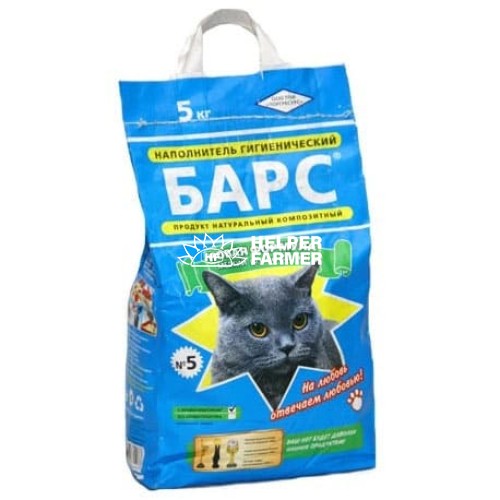 Наполнитель для кошачьего туалета Барс №5 мелкий, бентонитовый (0,32-0,8 мм) лаванда, 5 кг