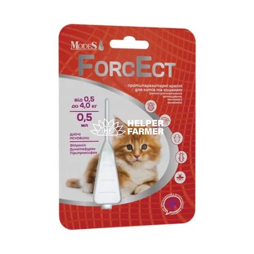 ФорсЭкт ModeS ForcEct противопаразитарные капли для кошек и котят весом 0,5-4,0 кг, 0,5 мл